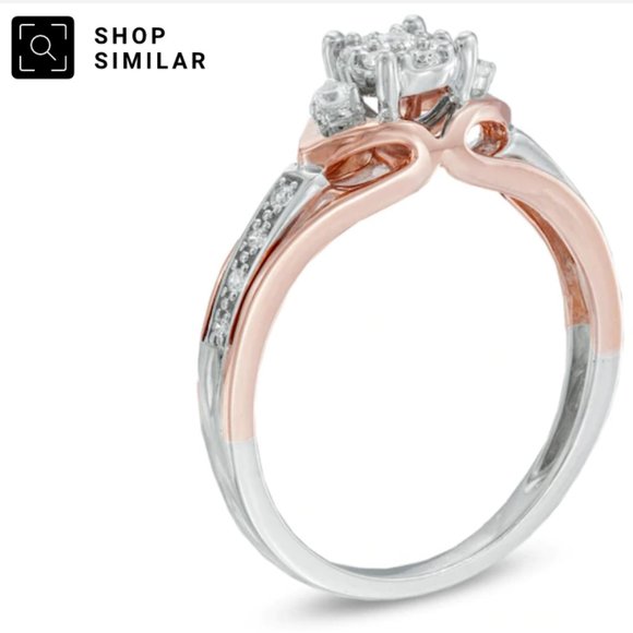 1/5 CT 10K two-tone gold and silver ring